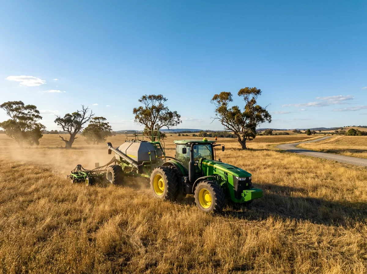 Tractor working in an Australian farm paddock