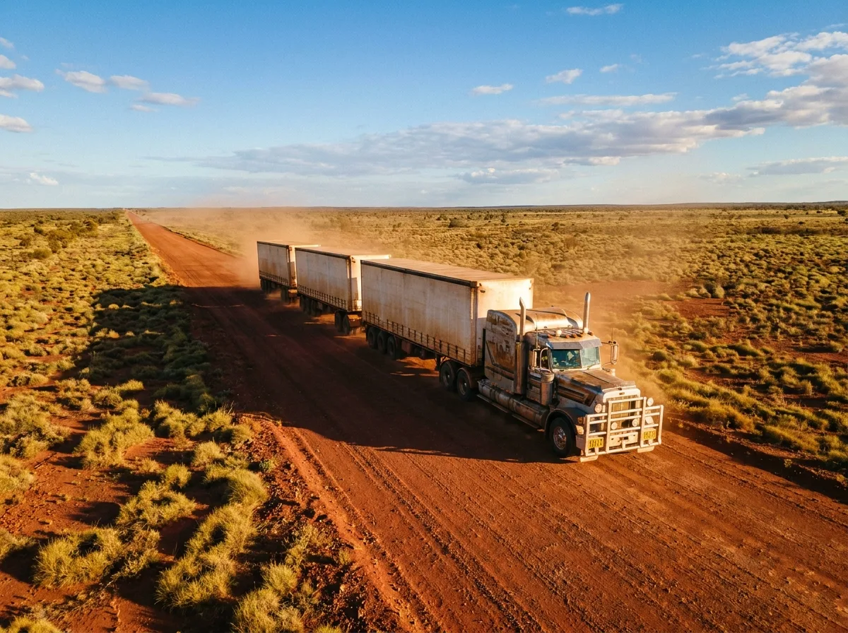 Australian road train truck on an outback highway